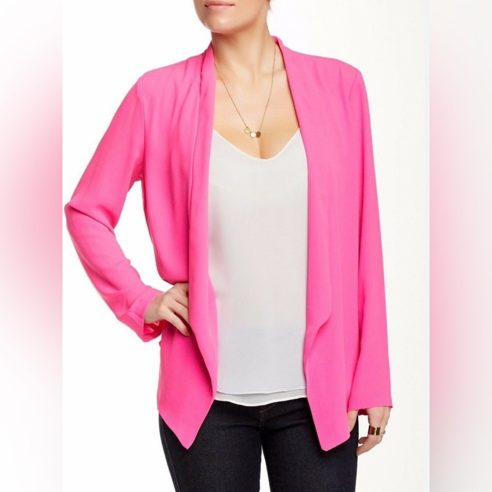 Lush | Drapey Open Front Lightweight Blazer | Hot Pink | XS